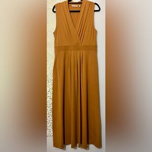 Soft Surroundings Honey Yellow Athena V-Neck Maxi Dress Pockets size Medium